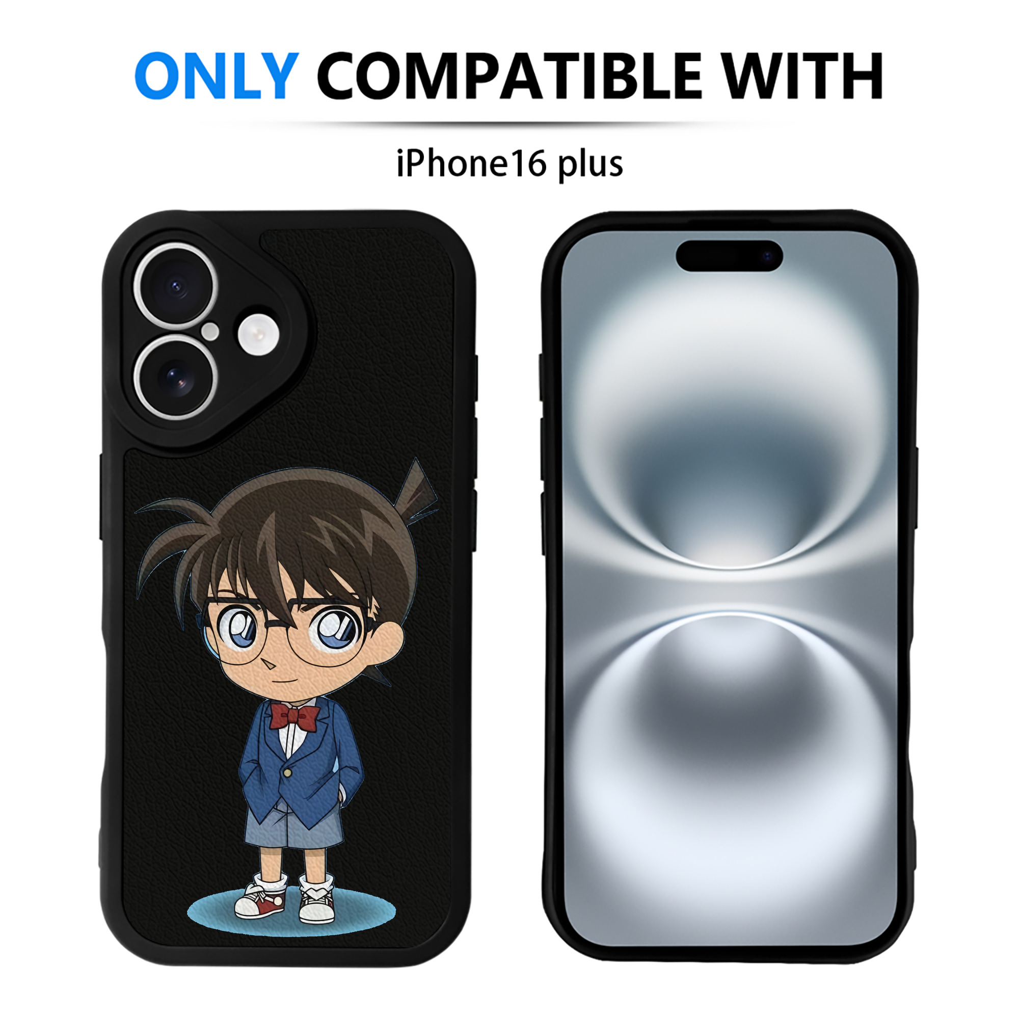 （画像用） 名探偵コナン 江戸川 コナン Detective Conan Conan Edogawa 【iPhone 16シリーズ対応】シリコンスマホケース（レザー調） 材質：シリコン